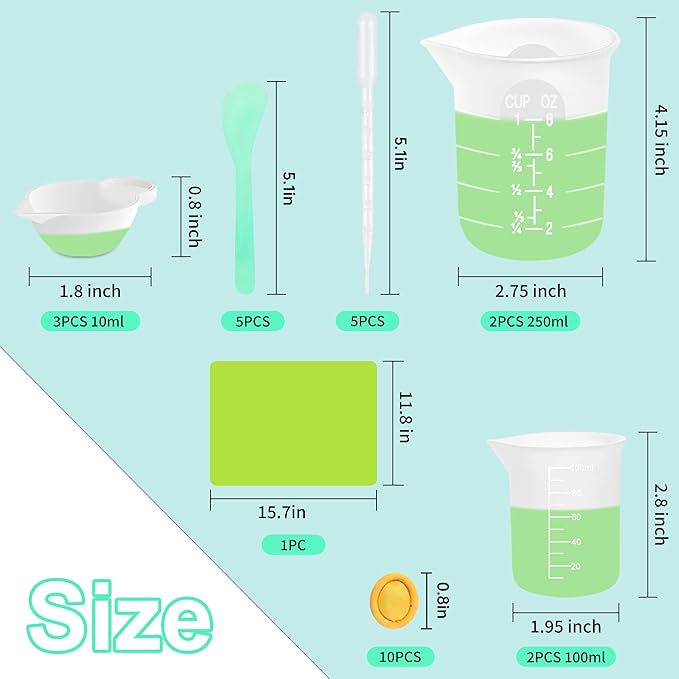 Silicone Measuring Cups for Resin Supplies,Resin Kit for 250ml &100ml Non-Stick Mixing Cups,Silicone Cups for Resin Molds,Epoxy Resin Cups,Cooking,Casting Molds,Jewelry Makin,DIY Crafts
