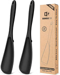 Pack of 2 Cooking Spoons for Non Stick Cookware, Multifunction Spatula Spoon BPA-Free, One-Piece Design, Suitable for Scooping, Scraping, Serving and Mixing (BLACK-BLACK)