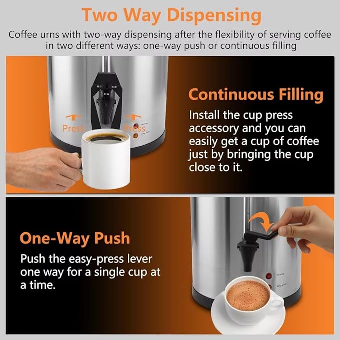 75 Cup 12L/3.17Gallon Commercial Coffee Urn, Festa Essential 950W Large Percolate Coffee Maker, Hot Beverage dispenser With Double Dripless Faucet, Quick-Brewing Hot Water Urn for Catering,Home,Events