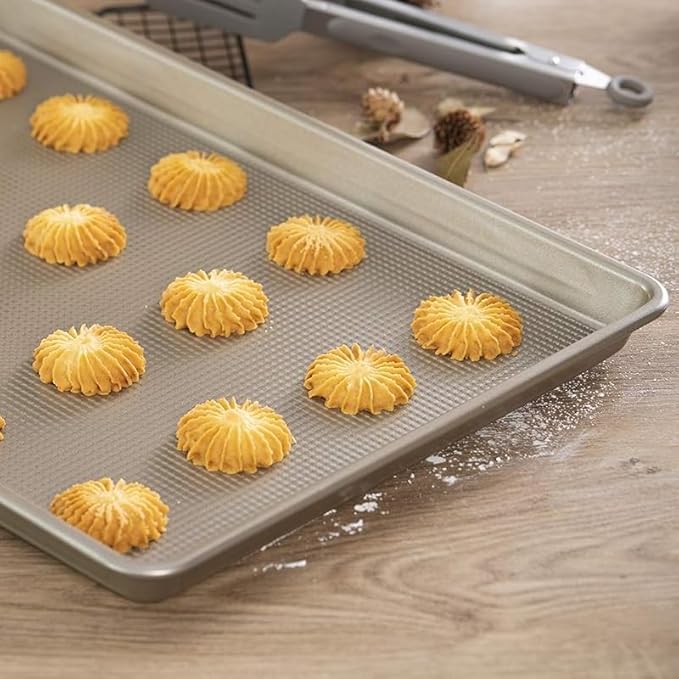 SAKER 3 Pack Nonstick Baking Sheet Set, Carbon Steel Cookie Pan with Cooling Rack, Even Heat Distribution & Warp-Resistant for Oven Baking, Roasting & Cooking (Pink)