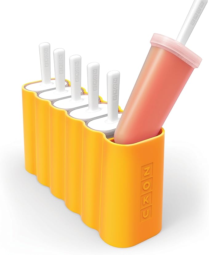 ZOKU Mod Pops, 6 Classic Popsicle Molds in One Compact Tray With Sticks and Drip Guards, Easy-Release, BPA-free