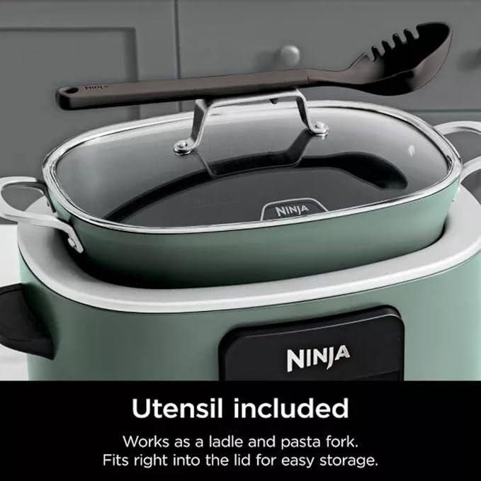 Ninja Foodi PossibleCooker PRO 14-in-1 8.5 Qt Multi-Cooker – Replaces 14 Tools, Nonstick Pot, Glass Lid & Integrated Spoon (Sage Green)
