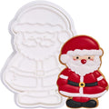 Flycalf Christmas Cookie Cutters Santa with Plunger Stamps Holiday PLA Baking Accessories Cutter Molds Gifts Decorative Party 3.5" Kitchen Cake Supplies