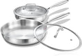 DELARLO Tri-ply Stainless Steel Frying Pan Set with Lid 8" 12" Induction large Skillets Chef's Pan,Pots and Pans Set Kitchen Cookware Set Suitable for All Stove