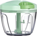 Ourokhome Manual Food Processor Vegetable Chopper, Portable Hand Pull String Garlic Mincer Onion Cutter for Veggies, Ginger, Fruits, Nuts, Herbs, etc., 650ml, Green