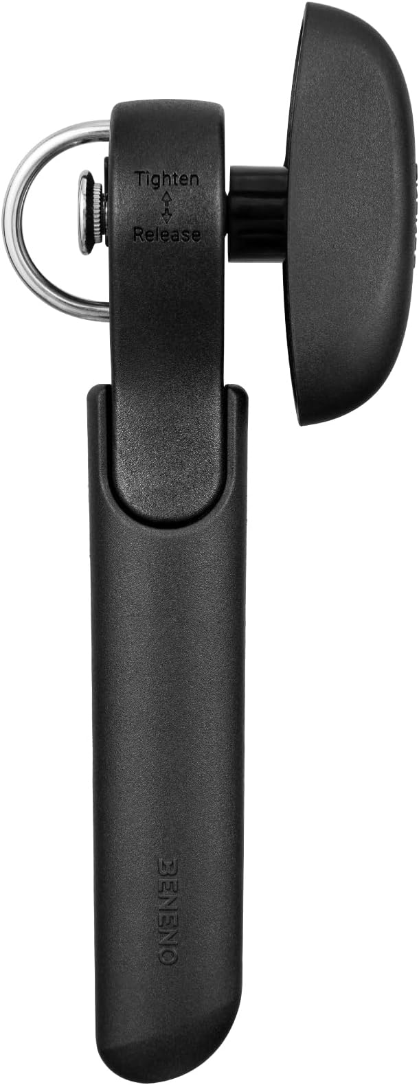 Beneno Can Opener, Safe Side Cut Can Opener Manual Smooth Edge with Smooth Cutting Wheel, Open Cans with no Sharp Edges, Effortless Easy to Turn Knob, Soft Non-Slip Handle, Black