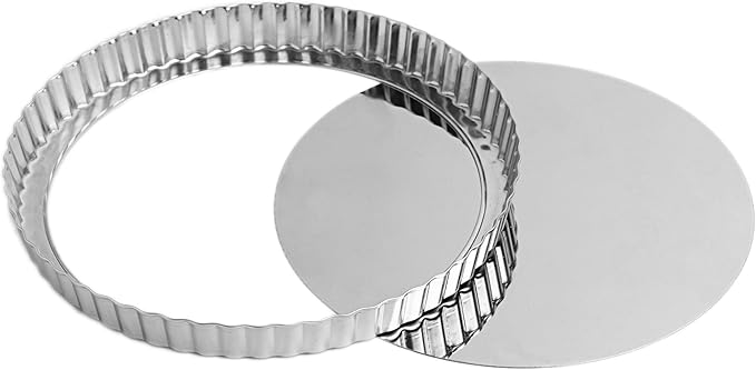 Fox Run Stainless Steel Tart Pan With Removable Bottom, 9" Quiche Baking Pan