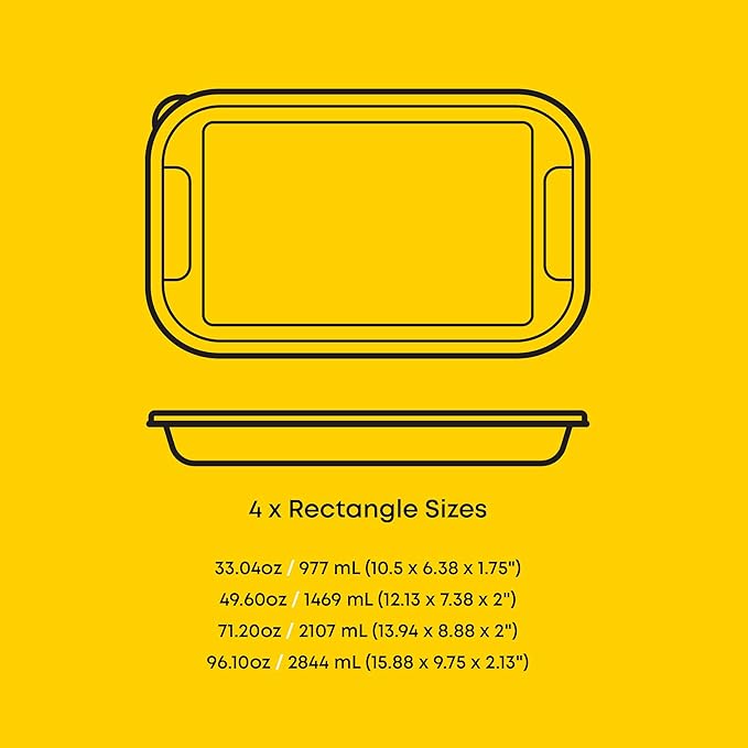 JoyJolt 8-Piece Borosilicate Glass Oven Dishes with Black Lids, Rectangle Deep Glass Baking Dish Set, Baking Pans for Lasagna Casserole Cake, Bakeware Set, Freezer to Oven Tray to Dishwasher