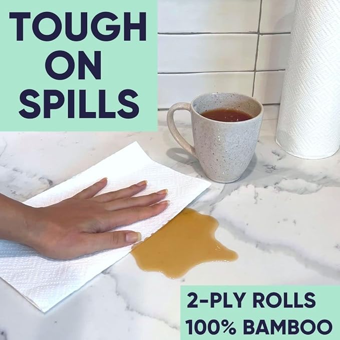 Save Trees Bamboo Paper Towels 24pk - 3600 Sheets Rolls Ultra Absorbent & Durable Eco-Friendly Paper Towels -FSC-Certified, Vegan