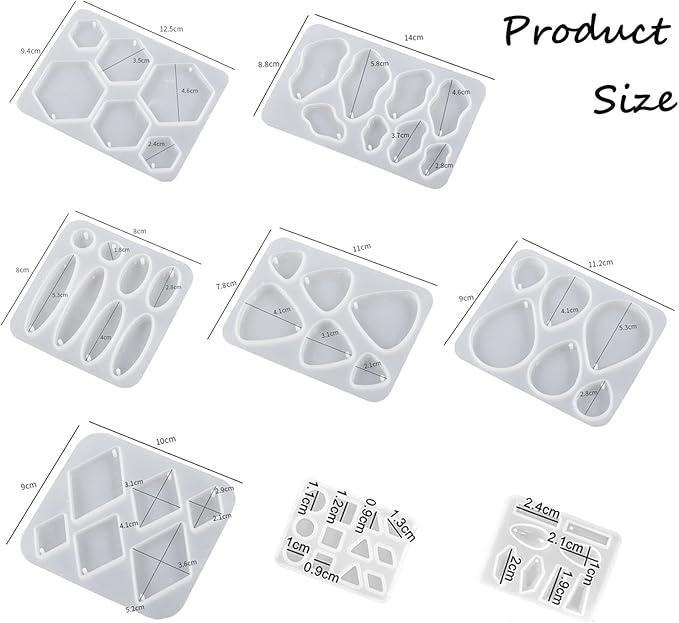 8 Pieces Silicone Earring Moulds Resin Keychain Epoxy Pendant Ear Studs Molds Jewelry Molds Kit for DIY Crafts Jewelry Casting Making