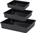 Nonstick Roasting Pan, Deep Baking Pan Set, Large Cake Pan Sets for Oven, 3-Piece Brownie Pan （Black）