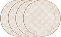 MACKENZIE-CHILDS Enamel Charger Plate, Charger Decoration for Dinner Plates or Home Decor, 12 Inches, Pink-and-White Rosy Check, Set of 4