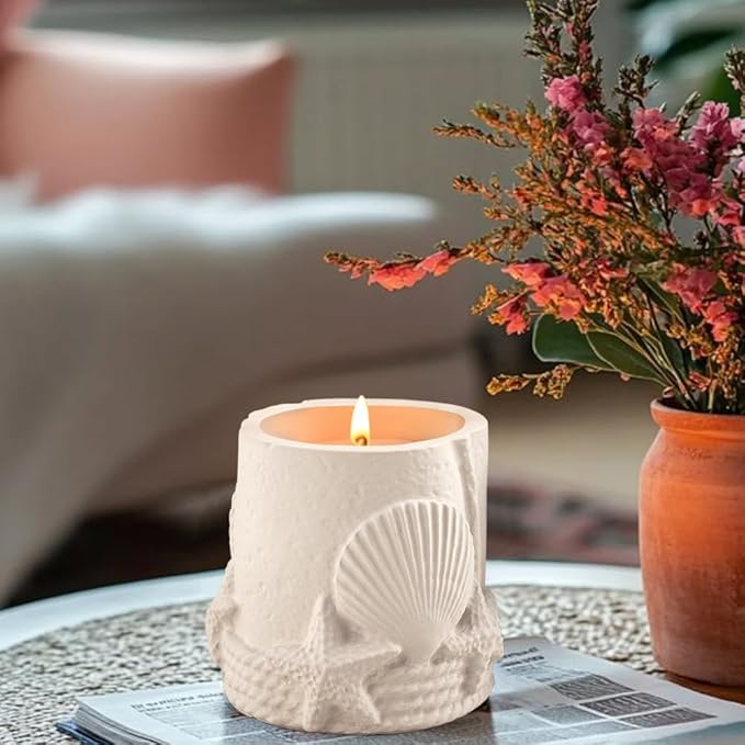 Ocean Sea Shell Starfish Storage Jars Epoxy Resin Molds Silicone Molds for Crafts Summer Marine Storage Jar Organizer Resin Mold Cylindrical Jewelry Candle Jars Containers Silicone Mold Home Decor