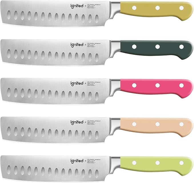 Nakiri Knife, 6.7 Inch, German High Carbon Steel, ABS Handle, Vibrant Colors, Cleaver, Gift Box