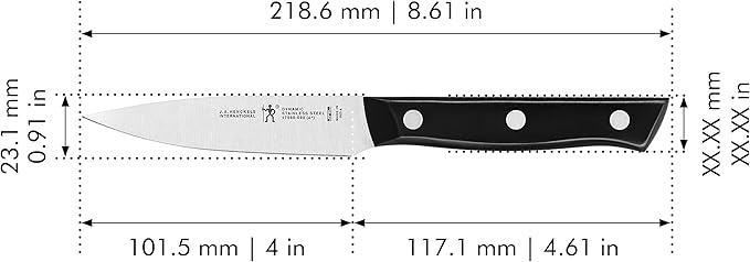 HENCKELS Dynamic Razor-Sharp 4-inch Paring Knife, German Engineered Informed by 100+ Years of Mastery, Black/Stainless Steel