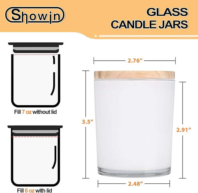 Thick Candle Jars for Making Candles 16 Pcs, 7 OZ Empty Jars with Wood Lids for Candle Making, Sample Container, White