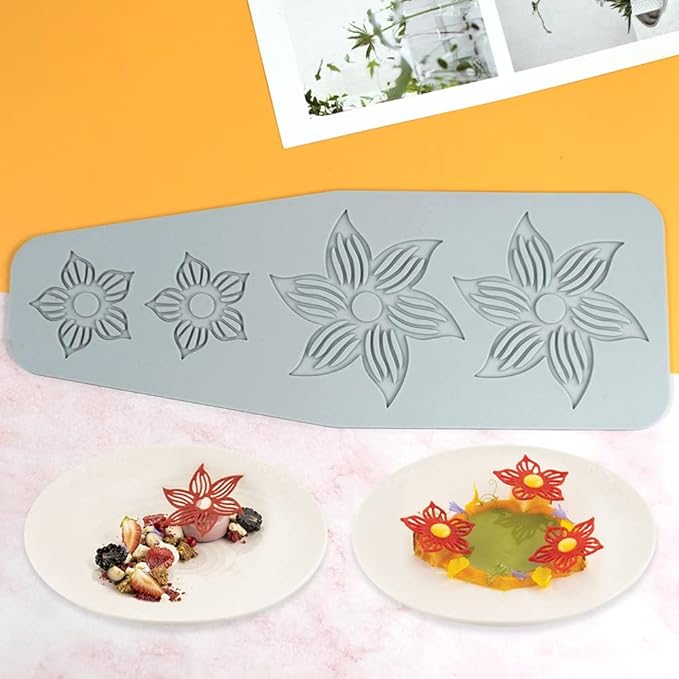 Hollow Leaf Silicone Mold Chocolate Candy 3D Hollow Leaf Candy Mold Food Cooking Meals Decorations Fondant Mold Polymer Clay Molds (Flower A_10.48x3.84x0.12inch)