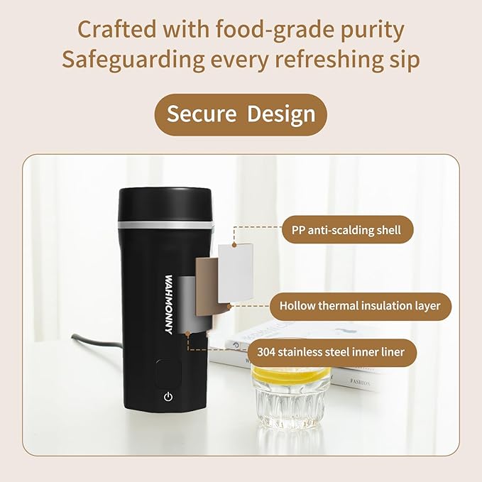 550ml Travel Kettle,110V-240V Dual Voltage Portable Electric Kettle 6-Temperature Control,304 Stainless Steel Small Mini Tea Coffee Kettle,400W Fast Water Boiler with Auto Shut-Off, Black