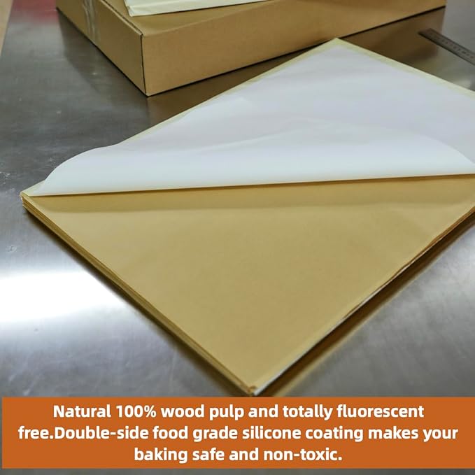 16x24 Inch - 2000 Sheets Commercial Baking Parchment Paper Industrial Grade, Bulk Food-Safe Oven Paper for Bakeries, Restaurants, Food Processing (Brown 15.8"×23.6"(40×60cm) 2000 sheets)