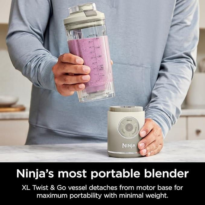 Ninja BC251IV Blast Max Personal Cordless Blender for Smoothies, Blend, Ice Crush, 22 oz. Twist & Go Vessel, Cream - Certified Refurbished