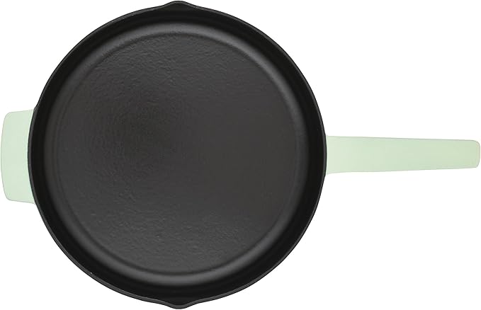 KitchenAid Enameled Cast Iron Frying Pan/Skillet with Helper Handle and Pour Spouts, 12 Inch, Pistachio