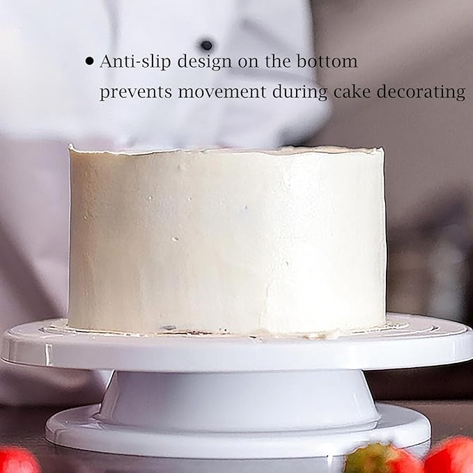 Cake Stand, 11 Inch Rotating Cake Turntable, Turns Smoothly Revolving Baking Supplies Cake Turntable for Baking Cupcake Cookie Muffin (White)