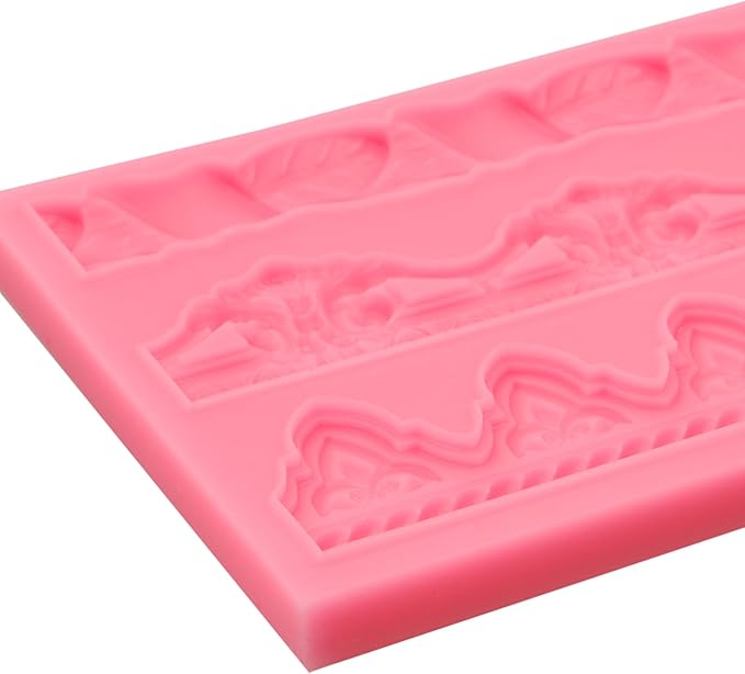 Art Molds for Cake Decoration, Baroque Scroll Silicone Fondant Molds, Floral Relief Border Chocolate Baking Molds for Resin Plaster Air Dry Clay(3-Cavity)
