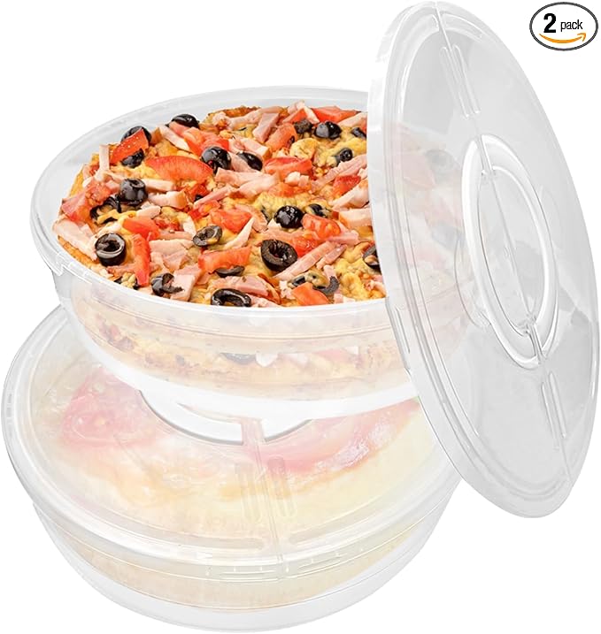 Aufind 12" 2 Pack Pie Carrier with Lid and Handle, Reusable Food Storage Containers for Pies, Cheesecake, Pizza, Nuts Fruit