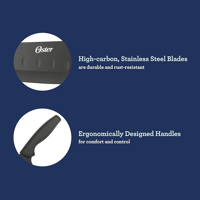 Oster Slicecraft 14 Piece High Carbon Stainless Steel Knife Block Cutlery Set - Black- Cuchillos Para Cocina