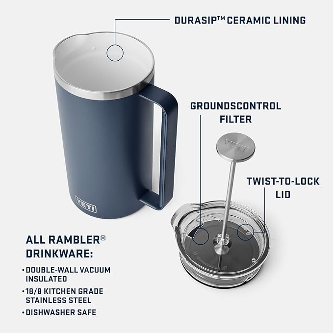 YETI Rambler 64 oz. French Press Coffee Maker, Key Lime