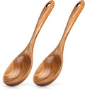 2 Pcs Large Wooden Spoons for Cooking Serving Mixing Kitchen Spoon Big Acacia Wood Utensils Set Teak Spatula Cooking Spoon Set Bamboo Baking Spoons Non Toxic Kitchen Tools Cooking Accessories