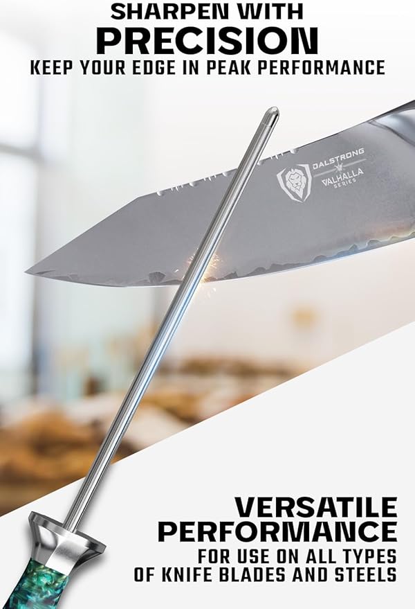 Dalstrong Honing Rod - 10 inch - Valhalla Series - SUS430 Stainless Steel - Resin & Wood Handle - Razor Sharp Kitchen Knife Sharpener Chef Knife Polish - Honing Steel - Gift Sharpening Rod