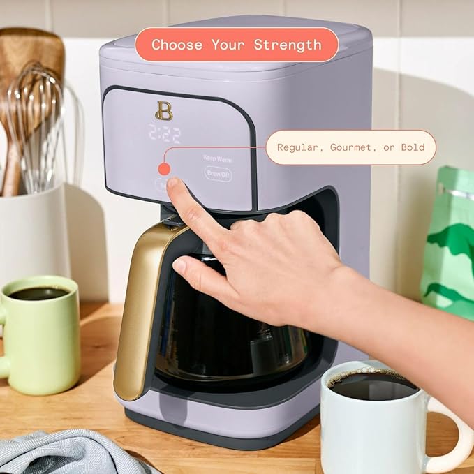 Beautiful 12-Cup Programmable Coffee Maker – Auto Brew, Digital Timer, Glass Carafe (Lavender)
