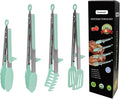 4 Pack Silicone Kitchen Cooking Tongs Set, Stainless Steel Nonstick Food Tong with BPA Free Silicone Tips for Serving Pasta Spaghetti Steak Pie Pizza Salad Vegetable Fruit Grilling BBQ Buffet 9" & 12"