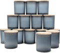 10 OZ Thick Candle Jars for Making Candles 15 Pcs, Empty Jars with Wood Lids for Candle Making, Sample Container, Frosted Grey