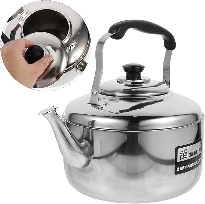 Cabilock 4L Stainless Steel Whistling Tea Kettle Stovetop Large Rapid Boil Kettle with Ergonomic Handle for Home Kitchen