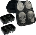 3D Skull Ice Mold (Pack of 2) Easy Release Silicone Mold,8 Cute and Funny Ice Skull for Whiskey,Cocktails and Juice Beverages,Black