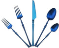 Gugrida Unique & Beautiful Flatware Set - 5 Piece Iridescent Silverware Sets | 18/10 Stainless Steel Reusable Cutlery Set | Blue Utensils Service For 1 with Dessert Fork, Knife, Spoon, Dinner Fork