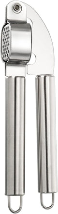 uxcell Garlic Press, 7.7 Inch Stainless Steel Garlic Crusher and Peeler Set for Home Cooks and Professional Chefs, Silver