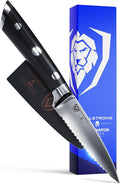 Dalstrong Serrated Paring Knife - 3.75 inch - Gladiator Series Elite - Forged German High-Carbon Steel - Black G10 Handle - Kitchen Knife - w/Sheath - NSF Certified