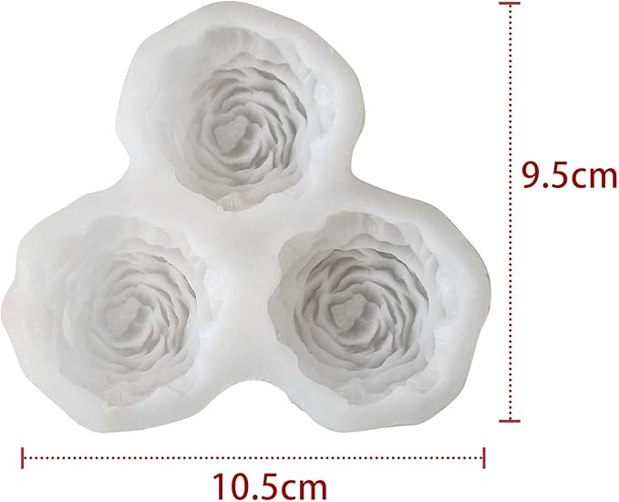 3 Cavities Peony Flower Soap & Candle Mold - Silicone 3D Molds for Flower, Peony & Home Decor - Resin Casting & Making Molds