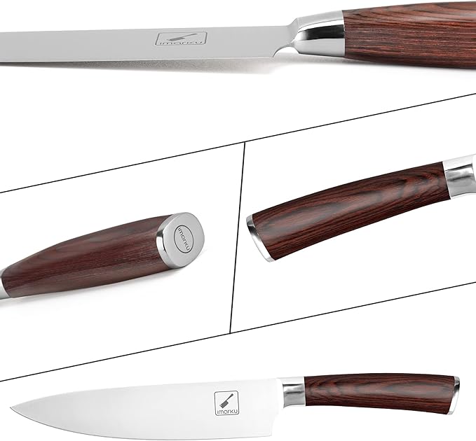 imarku Chef Knife - Pro Kitchen Knife 8 Inch Chef's Knives High Carbon Japanese SUS440A Stainless Steel Sharp Paring Knife with Ergonomic Handle, Red Handle, Christmas Gifts for Men and Women