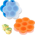 GOKCEN's Silicone Egg Bite Molds [2 Pack] Instant Pot Accessories - Fit Instant Pot 5,6,8 qt Pressure Cooker - Food Freezer Tray with Lid - Reusable Storage Container (Orange & Blue - Egg Bite Mold)