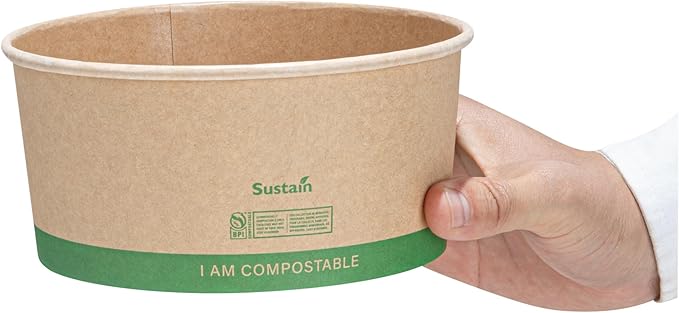 Restaurantware Paper Food Containers 200 Pack Of 44 oz Disposable Round Kraft Salad Bowls Sustainable Stackable Greaseproof Meal Prep Take Out Containers For Ice Creams, Soups, Snacks And Desserts