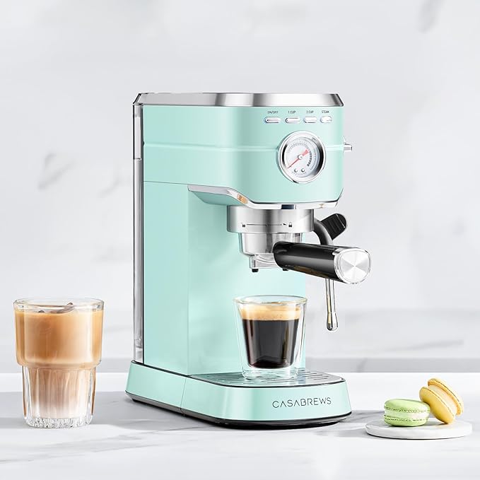 CASABREWS CM5418 Espresso Machine 20 Bar, Cappuccino Machine with Milk Frother Steam Wand, Stainless Steel Espresso Maker for Home, Espresso Coffee Machine with 34oz Removable Water Tank, Pastel Green