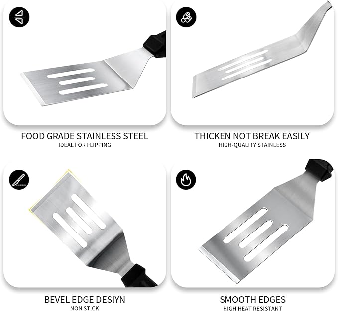 Metal Spatulas 1 PC, Stainless Steel Spatula with Heat Resistant Handle, 9.8 Inch Stainless Steel Spatula Ideal for Desserts, Pancakes, Eggs, Griddle Scraper or BBQ