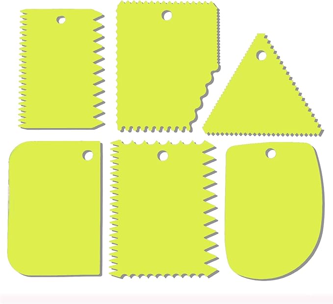 Cake Scraper, Cake Smoother Scraper Set, Dough Scraper Icing Scraper Polisher Tool, Cake Decorating Comb, Icing Smoother Plastic Sawtooth Cake Icing Kitchen Baking Cake Edge (Green)