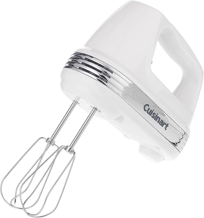 Cuisinart Power Advantage 5-Speed Hand Mixer, 220W-Motor Hand Blender Electric Mixer with 5 Speed Settings, Extra-Long Dishwasher-Safe Beaters, 60-Inch Swivel Cord, HM-50, White