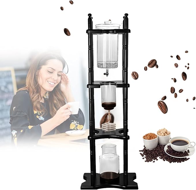Cold Drip Coffee Maker, 2000ml Large Capacity Glass Dutch Coffee Dripper Ice Drip Coffee Tower w/Stable Base for Commercial Office