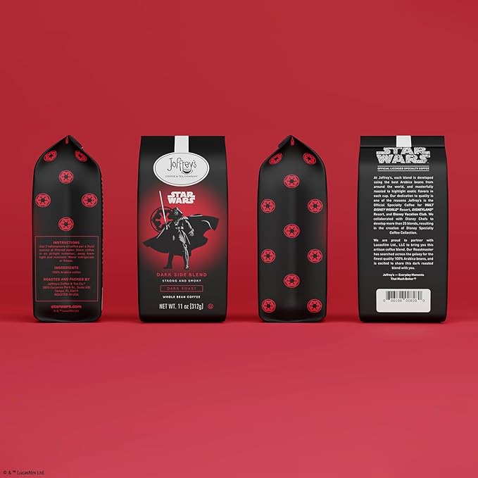 Joffrey's Coffee - STAR WARS™ Dark Side Blend, STAR WARS Licensed Coffee Collection, Artisan Dark Roast, Strong & Smooth Taste, Brew or French Press (Whole Bean, 11oz)